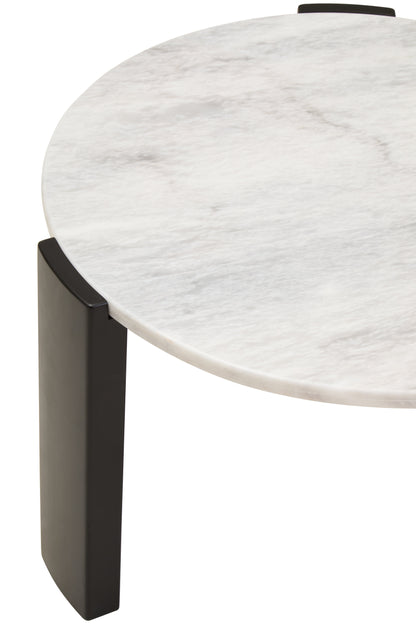 ULF ROUND WHITE MARBLE TOP SMALL COFFEE TABLE