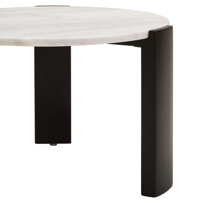 ULF ROUND WHITE MARBLE TOP SMALL COFFEE TABLE