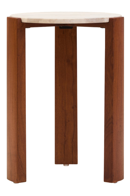 ULF TRAVERTINE TOP ROUND SIDE TABLE