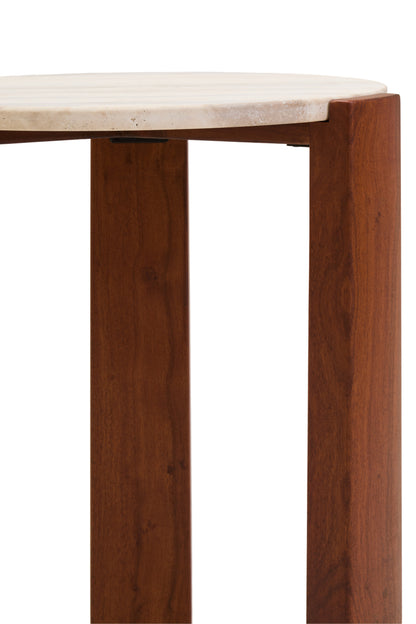 ULF TRAVERTINE TOP ROUND SIDE TABLE