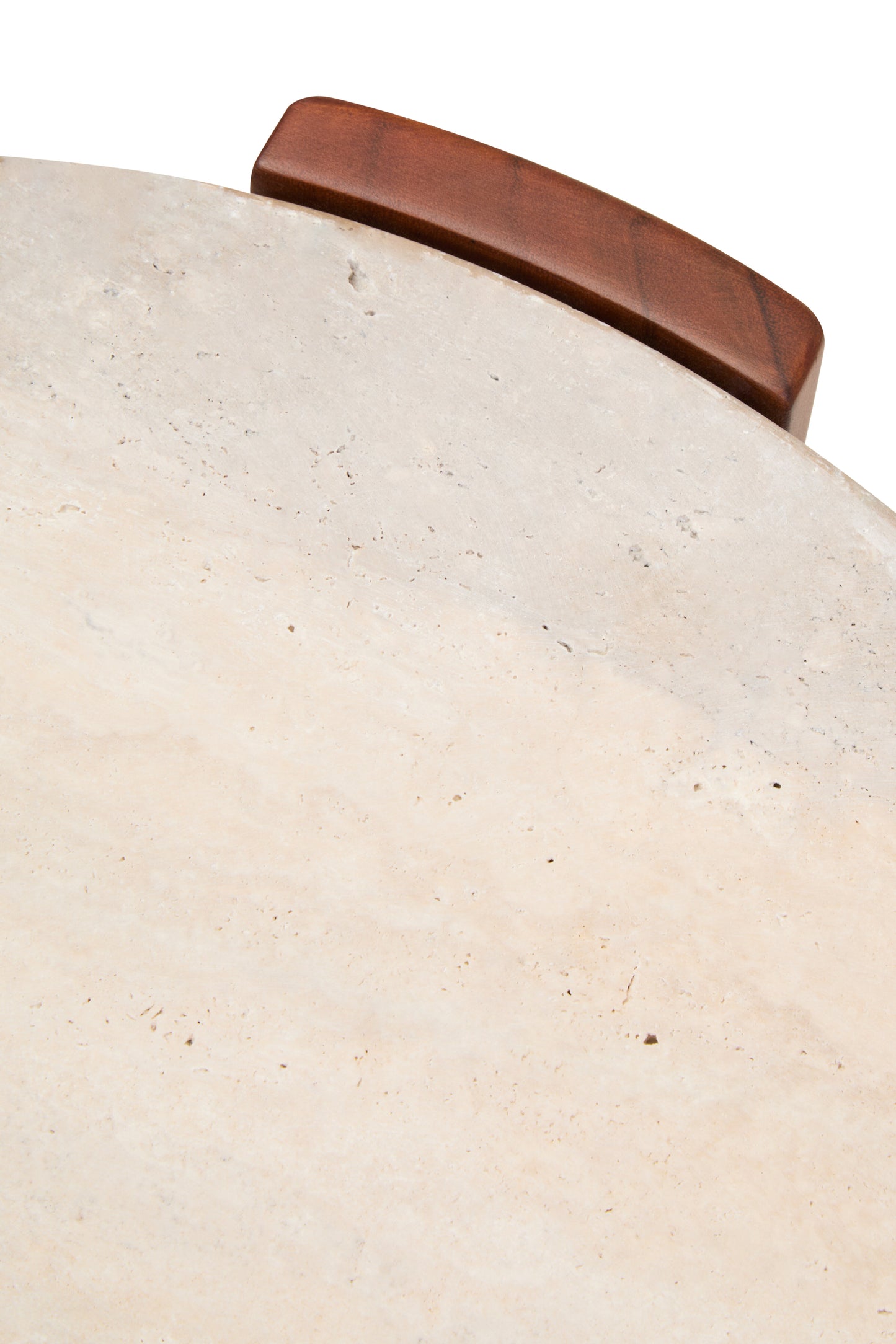 ULF TRAVERTINE TOP ROUND SIDE TABLE