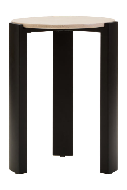 WERA CREAM MARBLE TOP ROUND SIDE TABLE