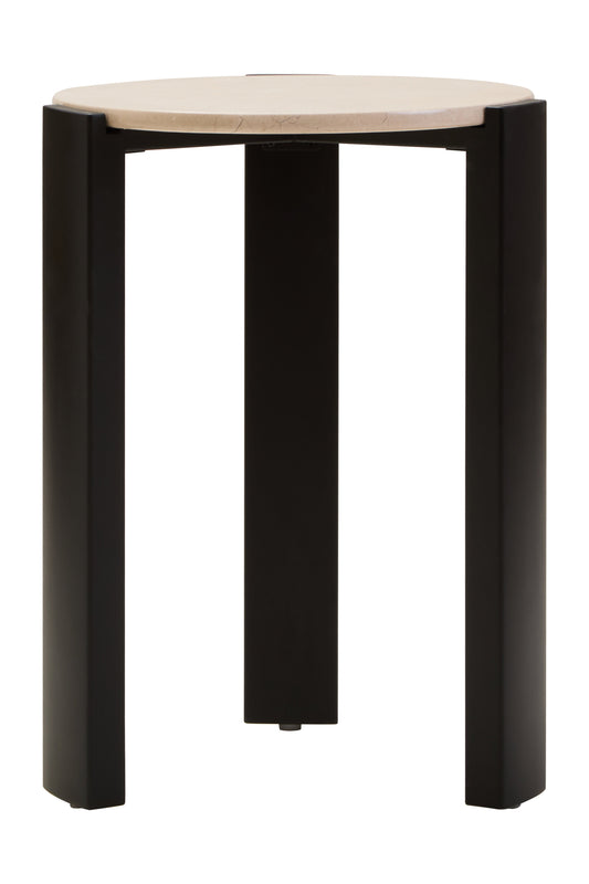 ULF CREAM MARBLE TOP ROUND SIDE TABLE