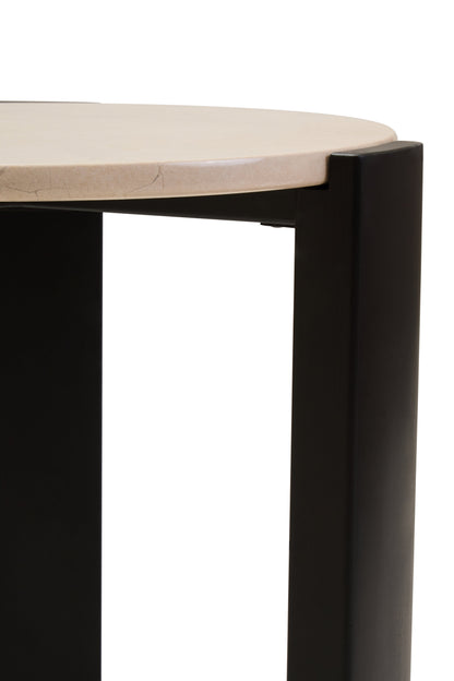 ULF CREAM MARBLE TOP ROUND SIDE TABLE
