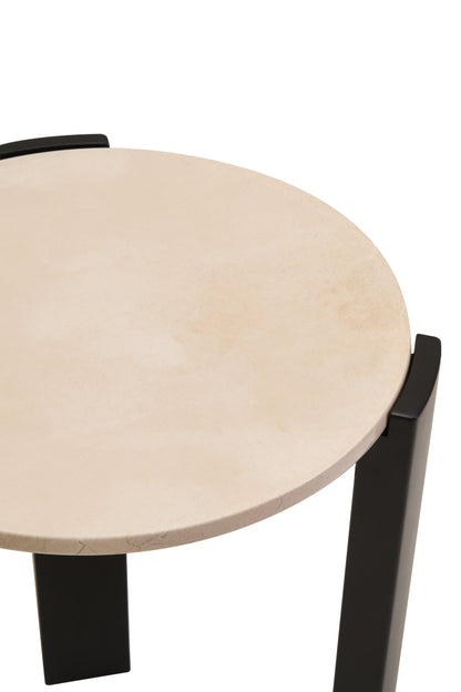 ULF CREAM MARBLE TOP ROUND SIDE TABLE