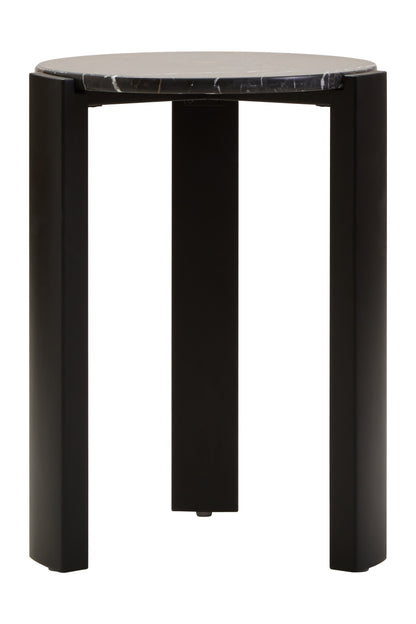 ULF BLACK MARBLE TOP ROUND SIDE TABLE