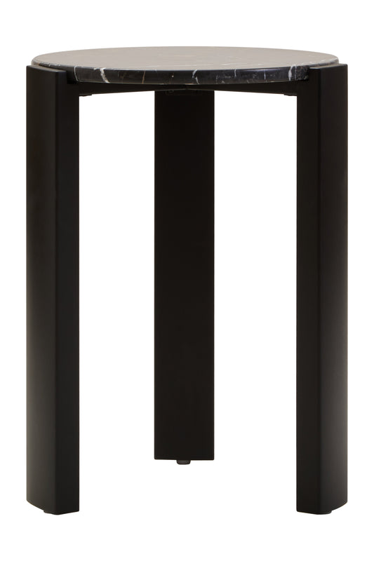 ULF BLACK MARBLE TOP ROUND SIDE TABLE