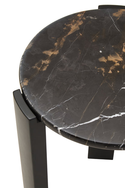 ULF BLACK MARBLE TOP ROUND SIDE TABLE
