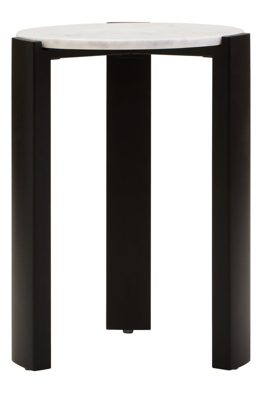 ULF WHITE MARBLE TOP ROUND SIDE TABLE