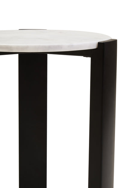 ULF WHITE MARBLE TOP ROUND SIDE TABLE