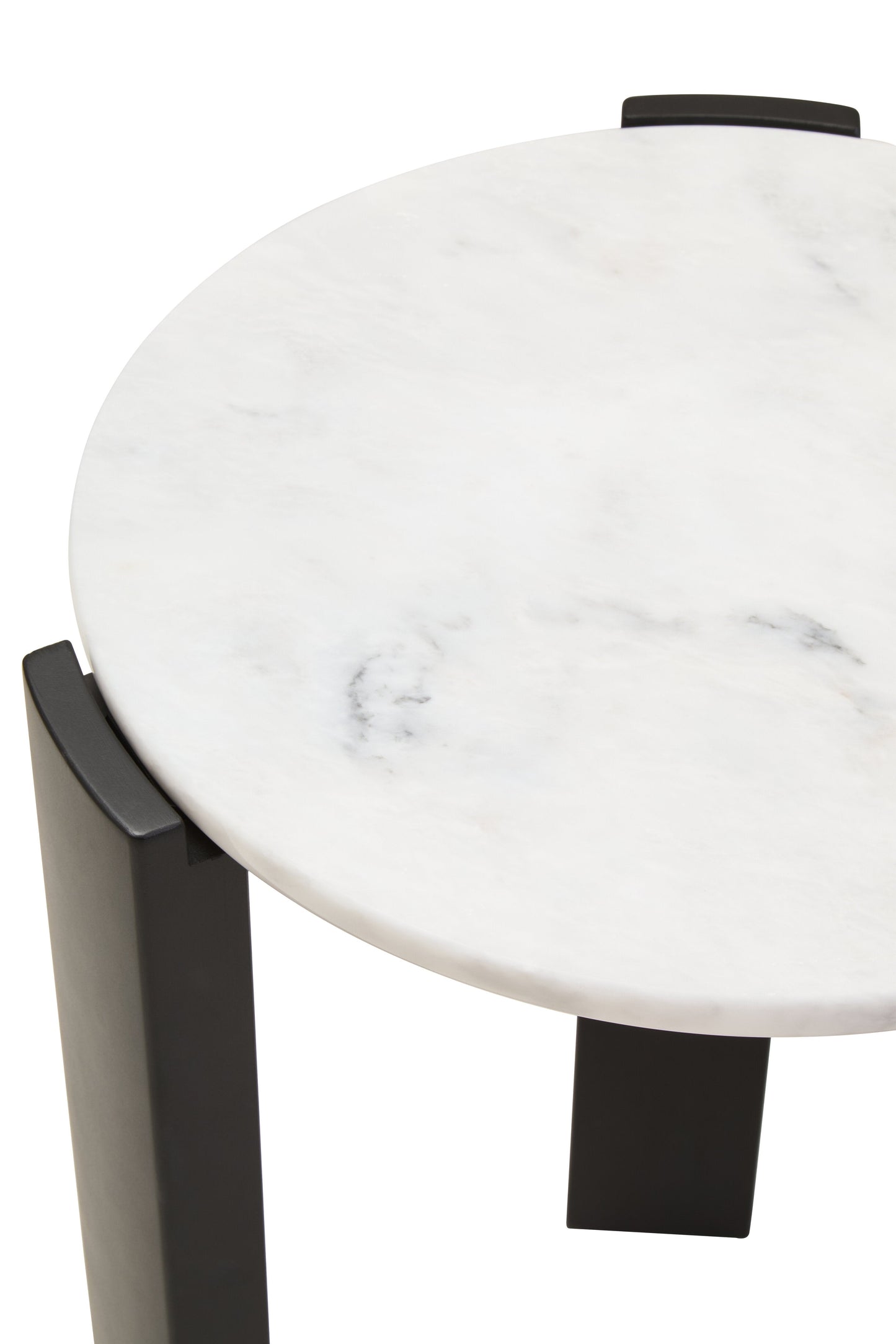 ULF WHITE MARBLE TOP ROUND SIDE TABLE