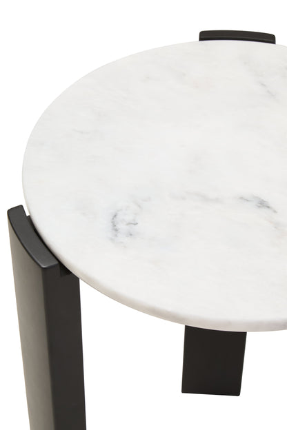 ULF WHITE MARBLE TOP ROUND SIDE TABLE