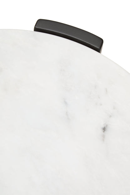 ULF WHITE MARBLE TOP ROUND SIDE TABLE