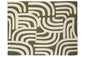 Rug with wavy pattern in green and white on a plain background
