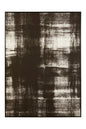 Abstract black and white patterned rug on a plain background