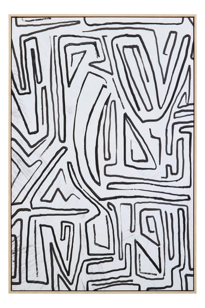 ARNULF ABSTRACT BLACK AND CREAM TEXTURED WALL ART