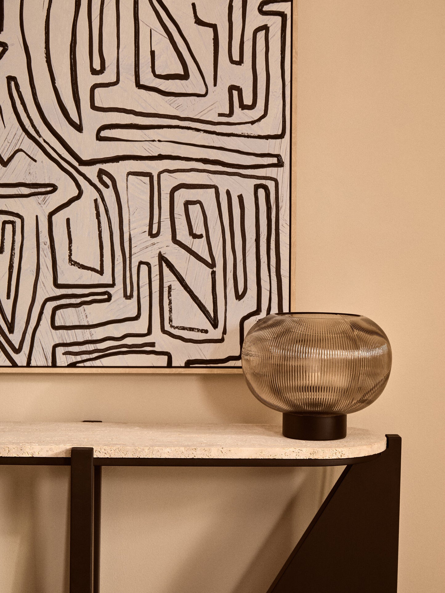 ARNULF ABSTRACT BLACK AND CREAM TEXTURED WALL ART