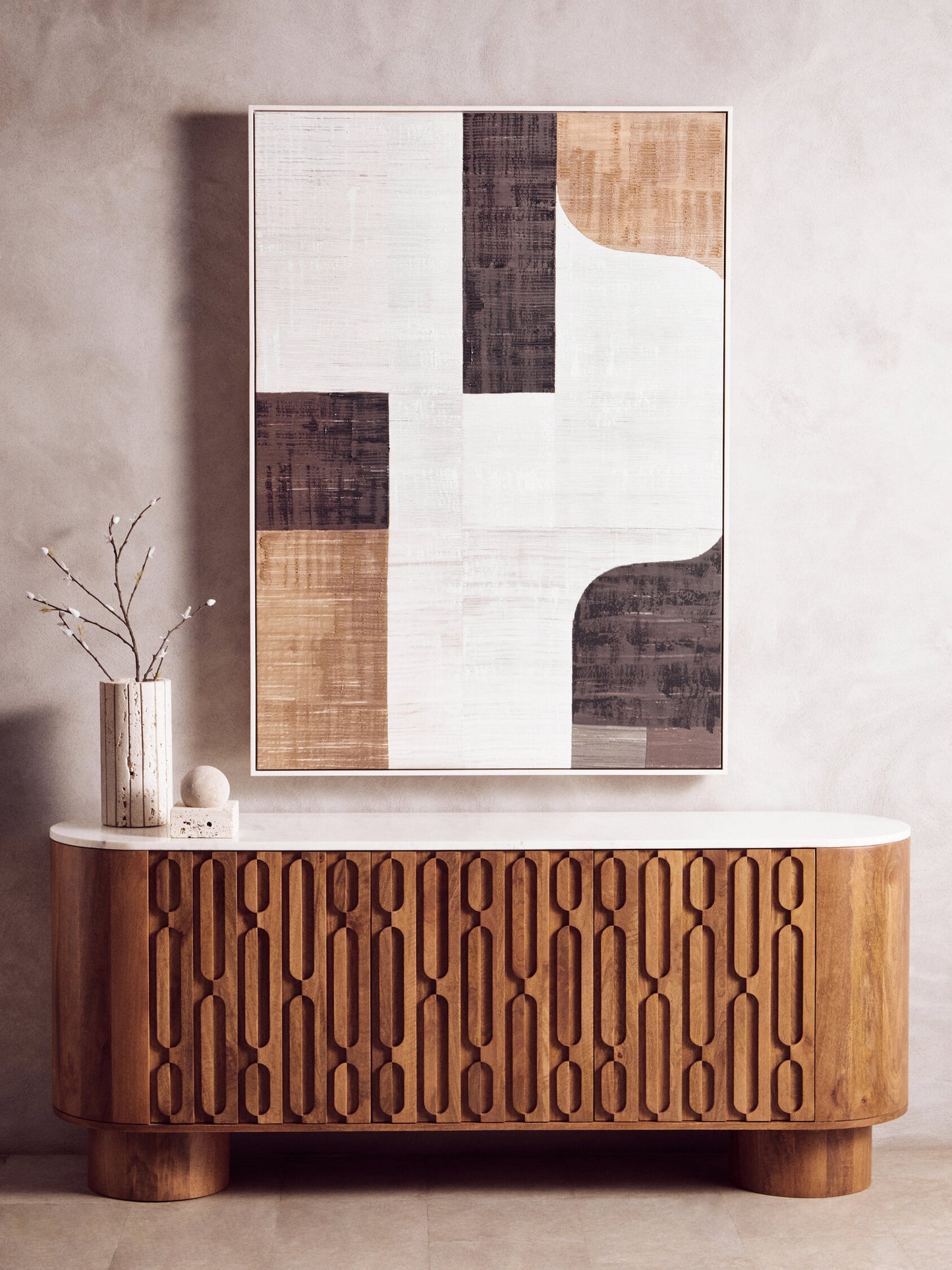 BORGE NEUTRAL ABSTRACT TEXTURED CANVAS WALL ART