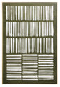 Abstract art piece with white lines on a green background