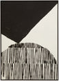 Abstract art piece with black and white geometric shapes