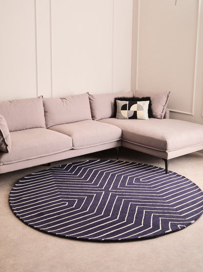 EDVIN MOYO BLUE AND WHITE ROUND RUG