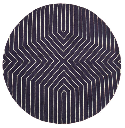 EDVIN MOYO BLUE AND WHITE ROUND RUG