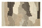 Textured area rug with geometric pattern on a white background