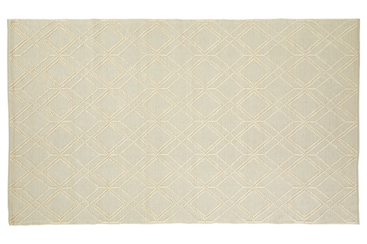 Beige diamond patterned rug on a white background