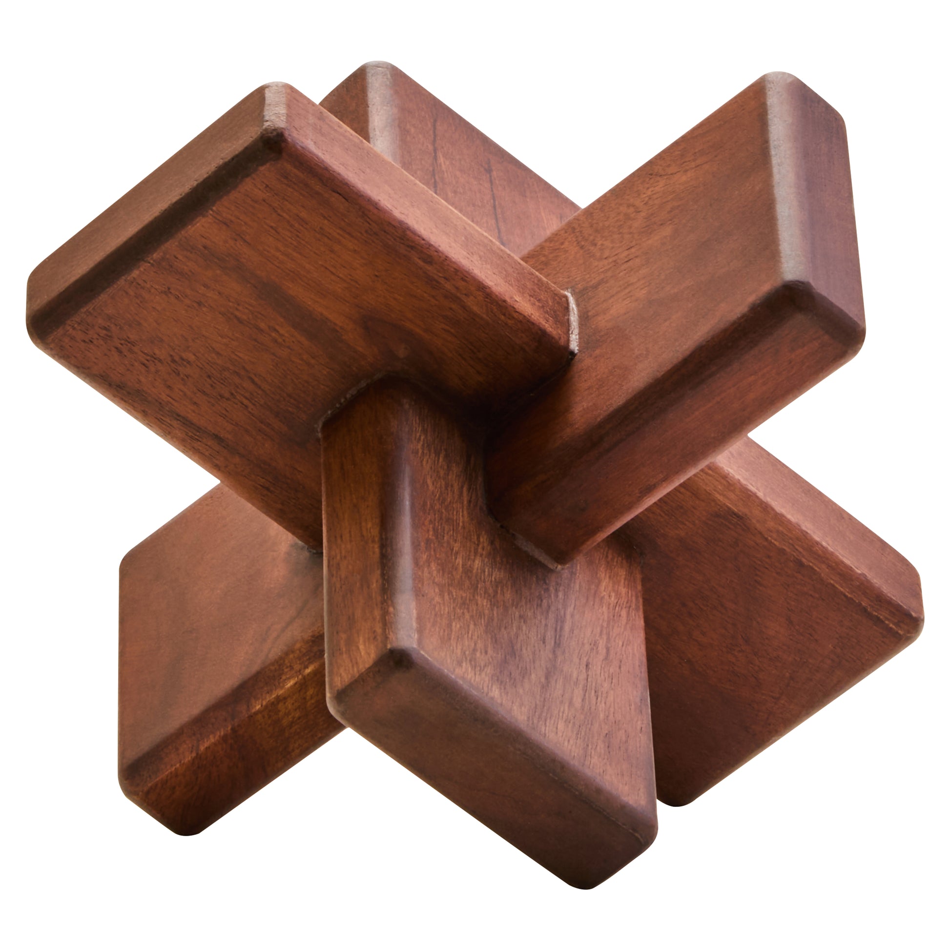 Wooden interlocking display item on a white background