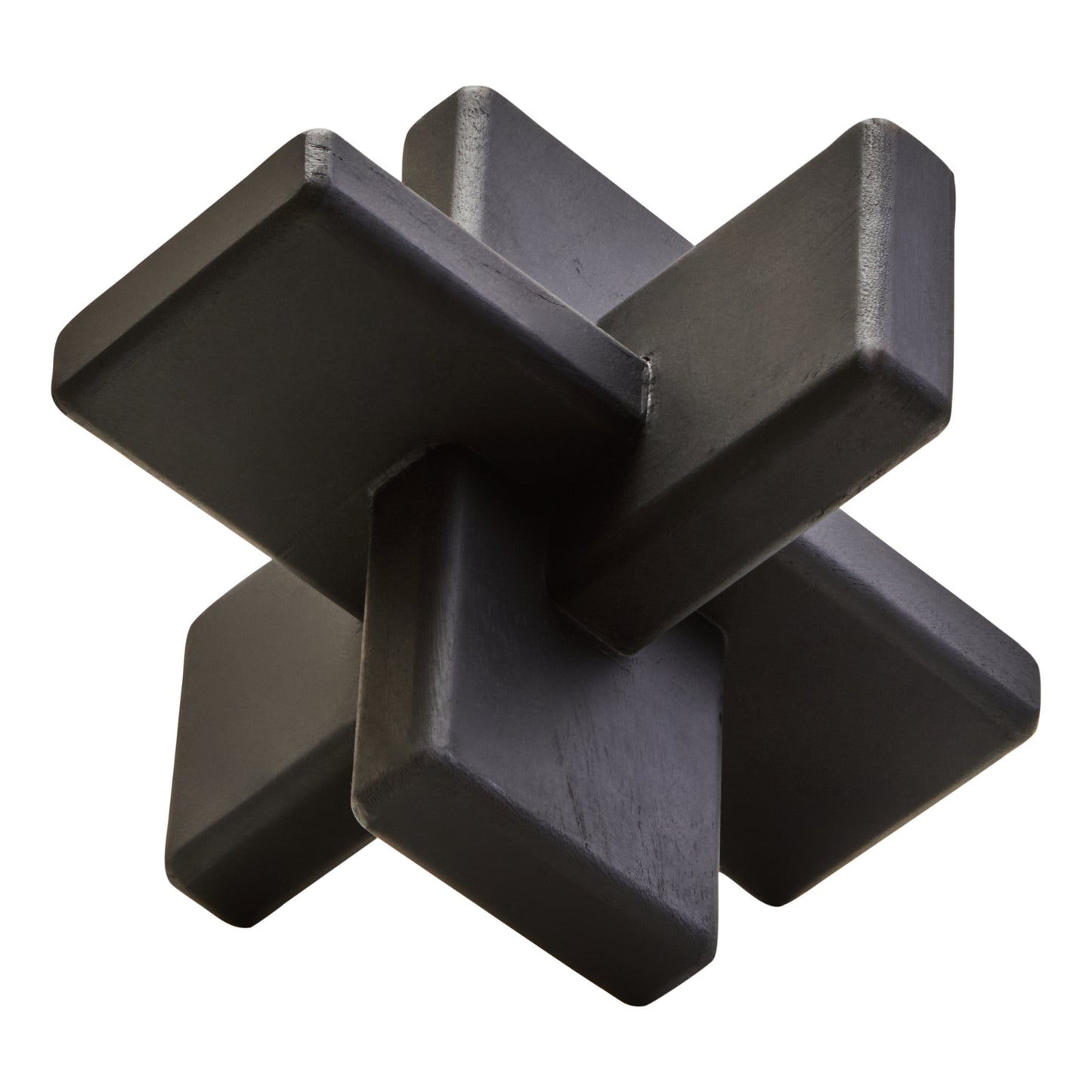 Black geometric object on a white background