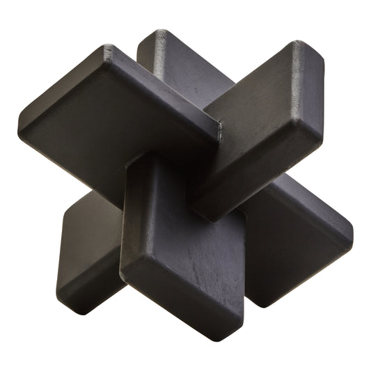 Black geometric object on a white background