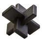 Black geometric object on a white background
