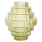 Decorative glass vase with ribbed texture on a white background