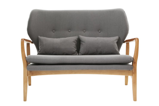 LARS 2 SEAT GREY SOFA WITH BIRCHWOOD FRAME
