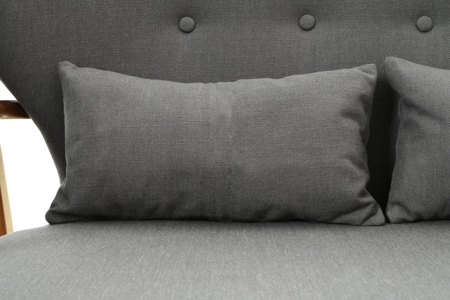 LARS 2 SEAT GREY SOFA WITH BIRCHWOOD FRAME
