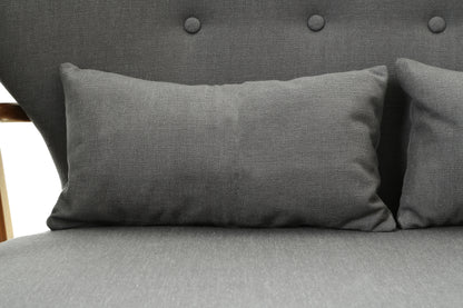 LARS 2 SEAT GREY SOFA WITH BIRCHWOOD FRAME