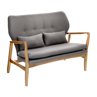 LARS 2 SEAT GREY SOFA WITH BIRCHWOOD FRAME