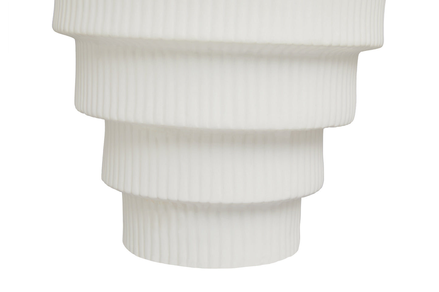 White ribbed vase on a white background