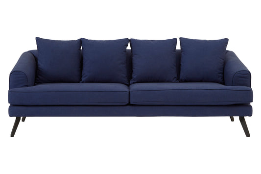 MAJA 3 SEATER NAVY FABRIC SOFA