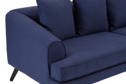 MAJA 3 SEATER NAVY FABRIC SOFA