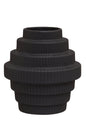 Black ribbed vase on a white background
