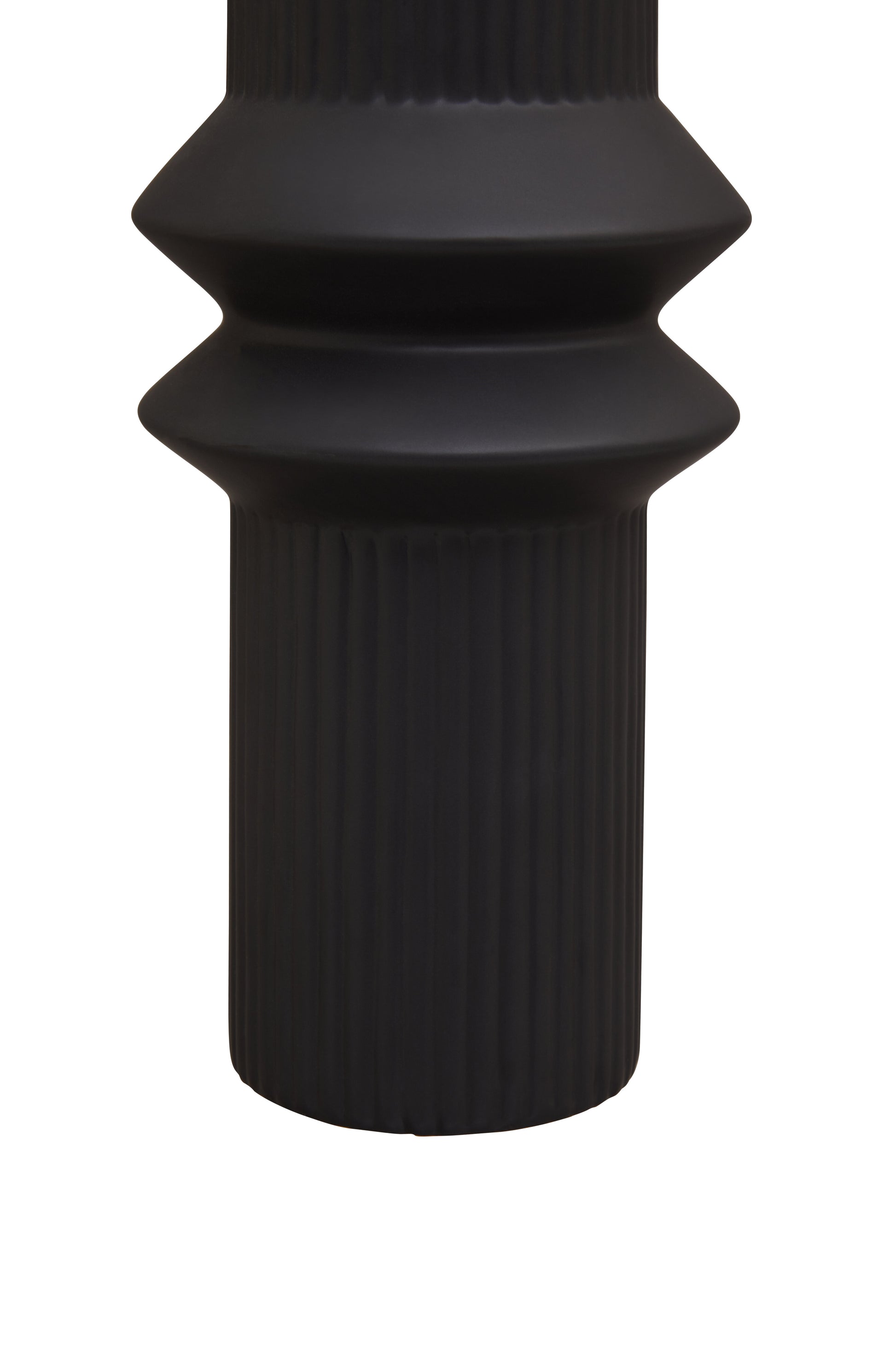 Black textured vase on a white background