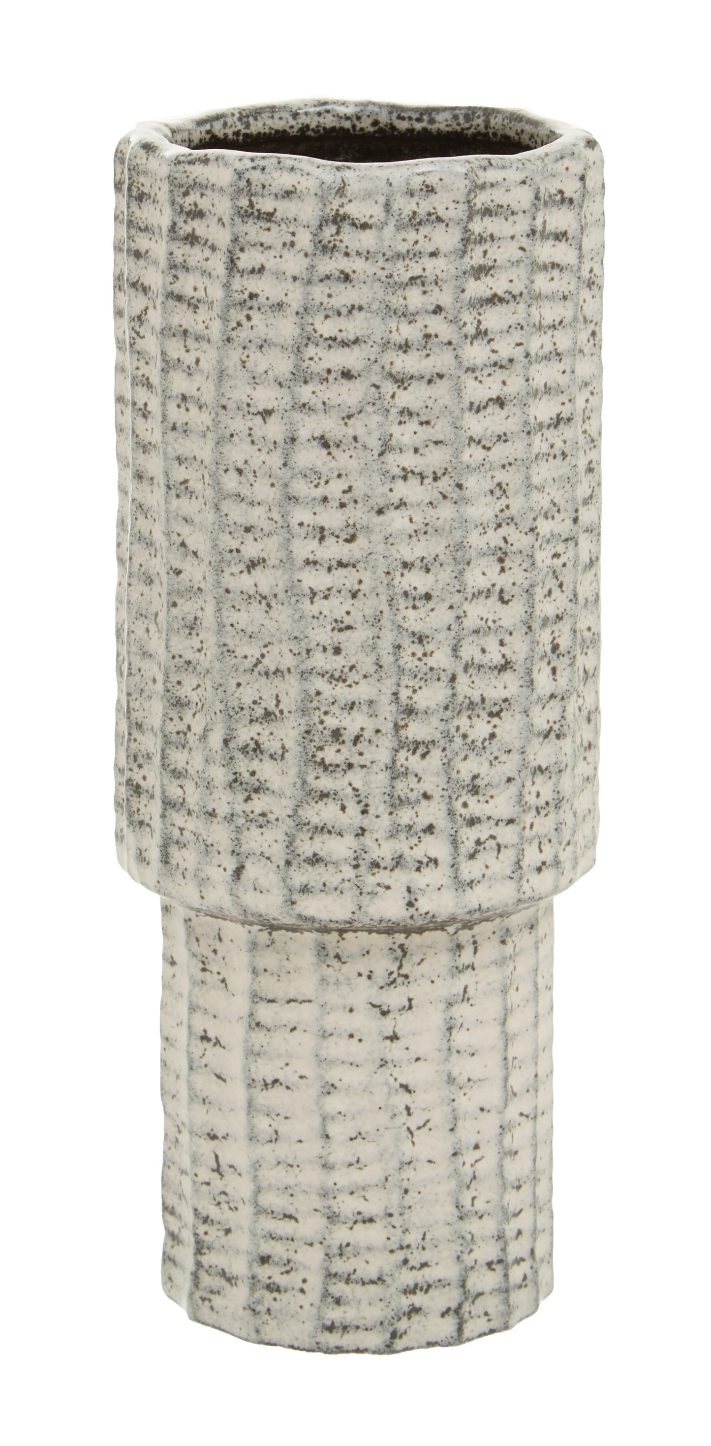 Textured ceramic vase on a white background