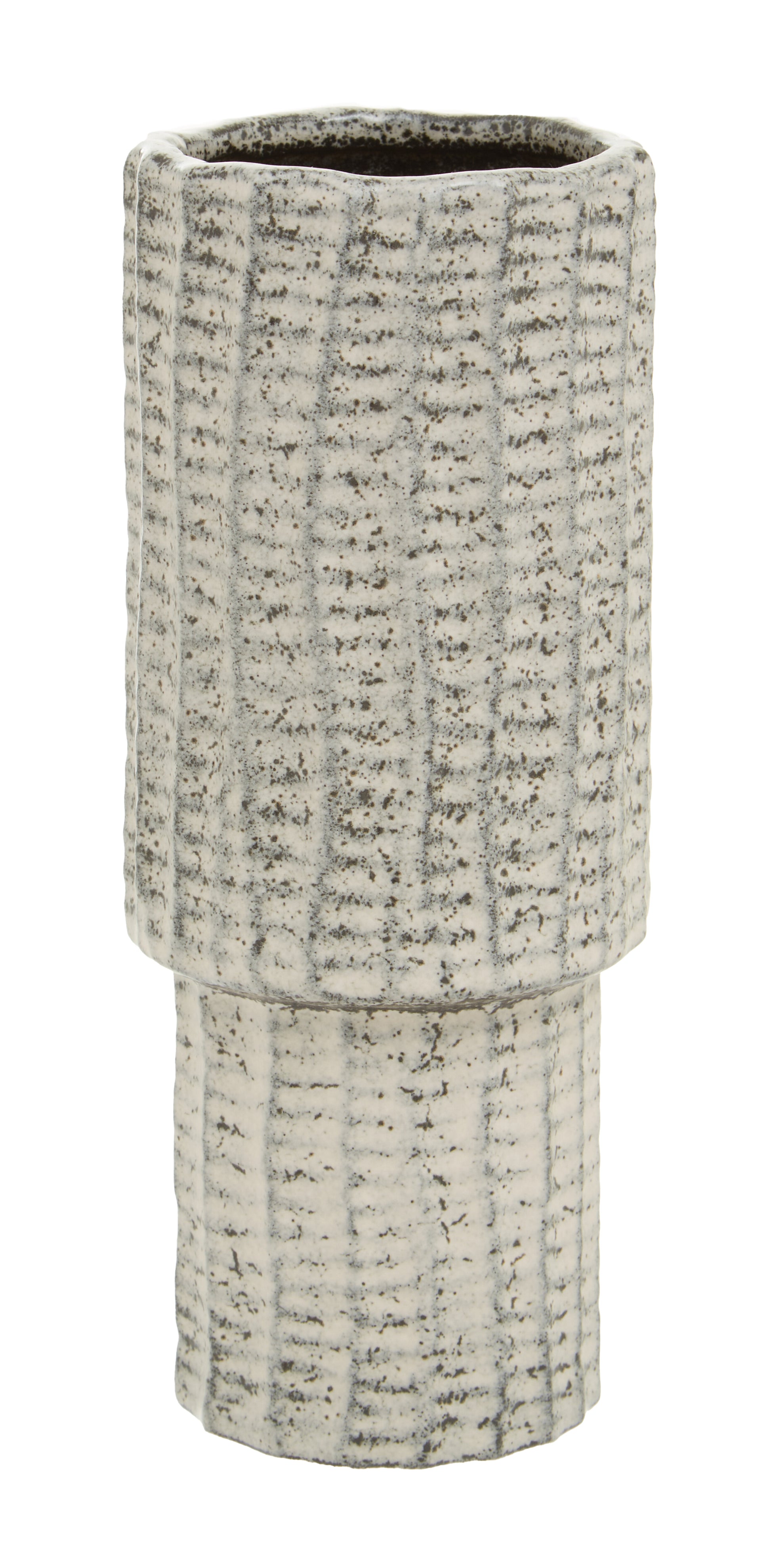 Textured ceramic vase on a white background