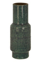 Green textured vase on a white background
