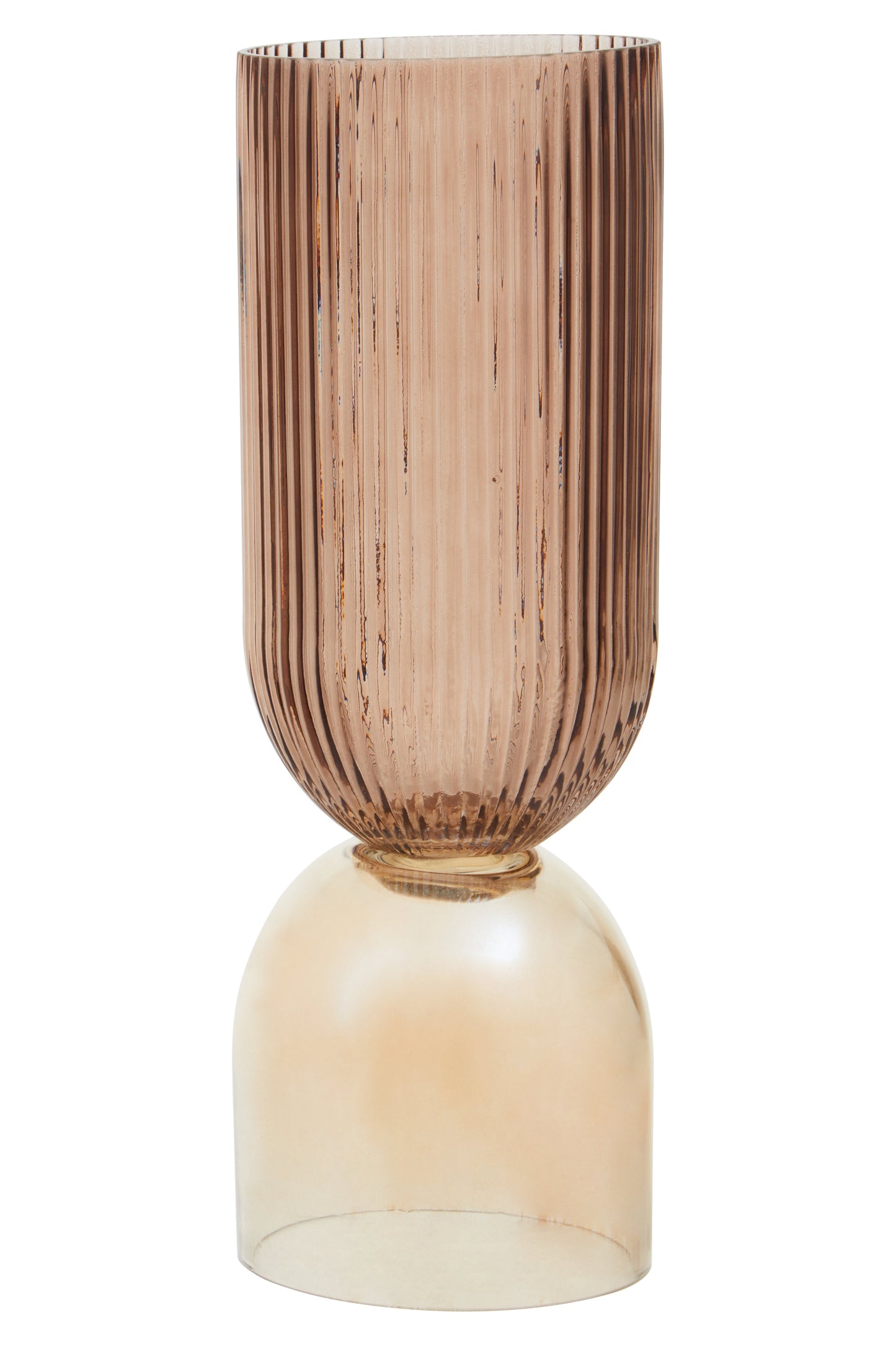 Vase with ribbed design on a white background