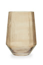 Brown glass vase with ribbed texture on a white background