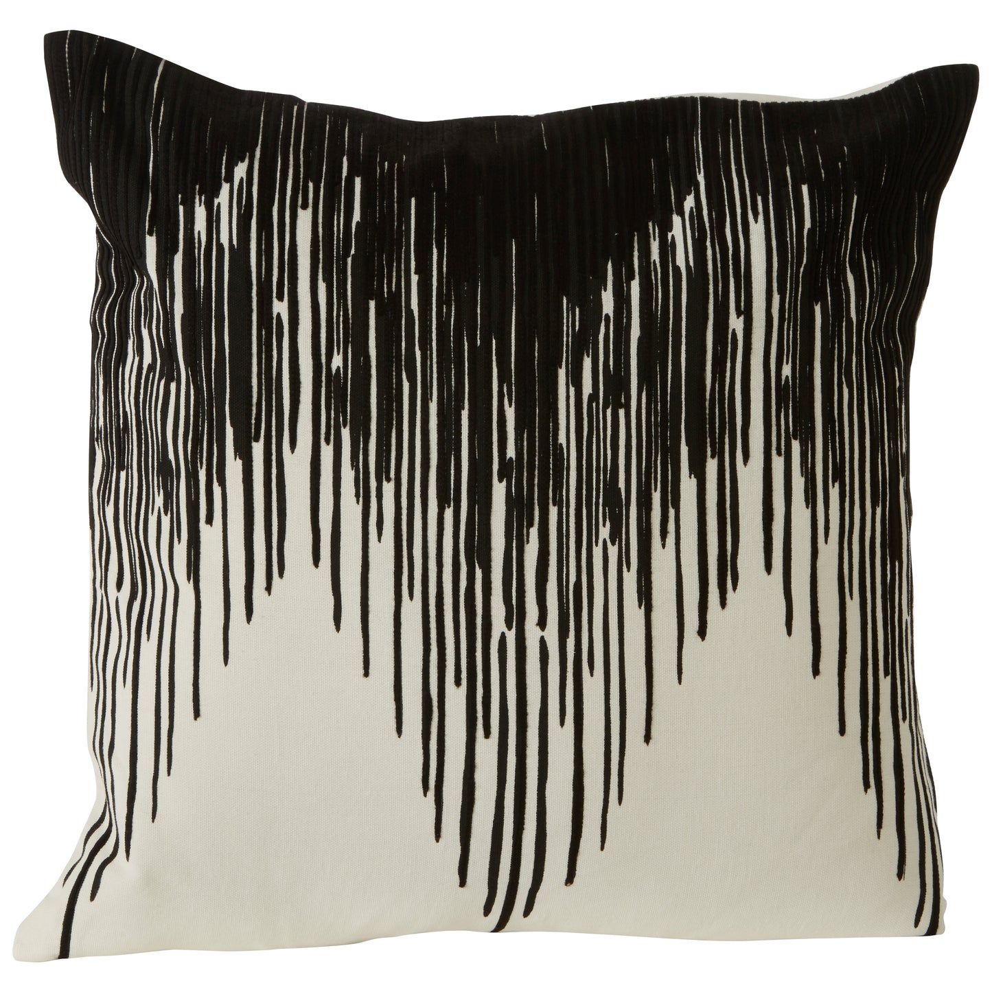 Decorative pillow with black abstract pattern on a white background