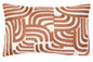 Decorative pillow with brown and white abstract pattern on a white background