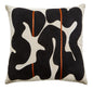 Decorative pillow with black abstract pattern on a beige background
